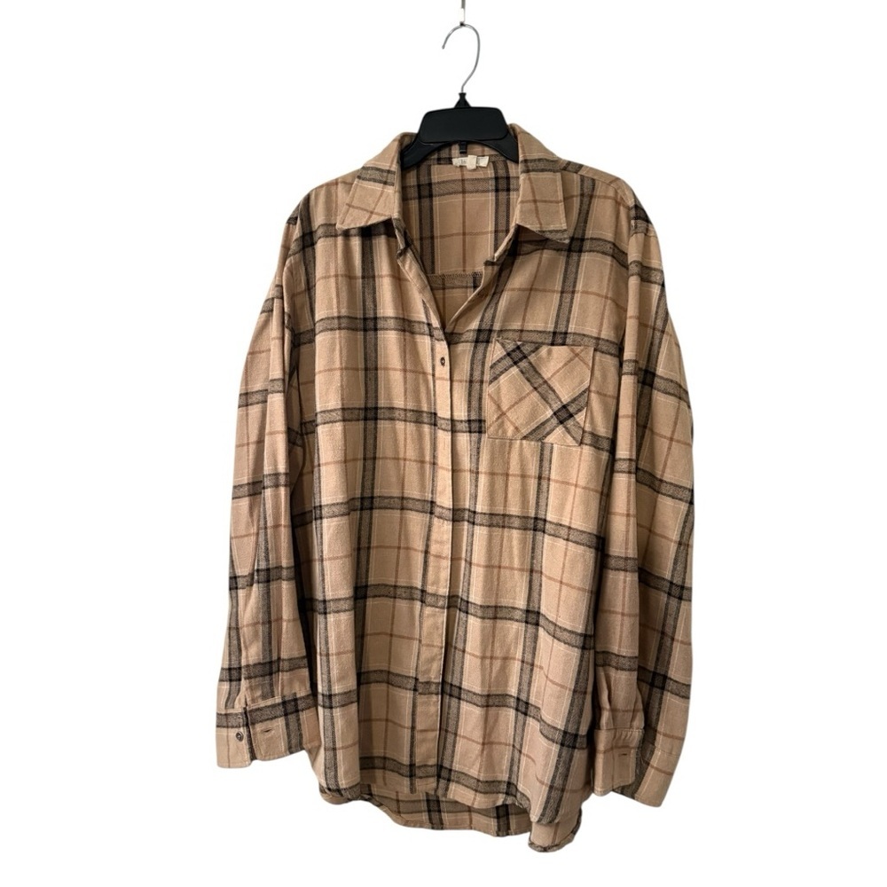 LA MIEL Beige and Black Plaid Button-Down Shirt